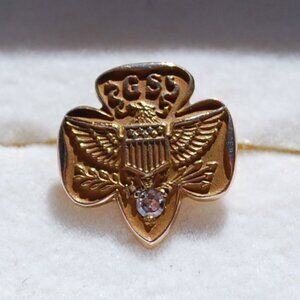 Rare Vintage Girl Scout 10k Gold Diamond Pin